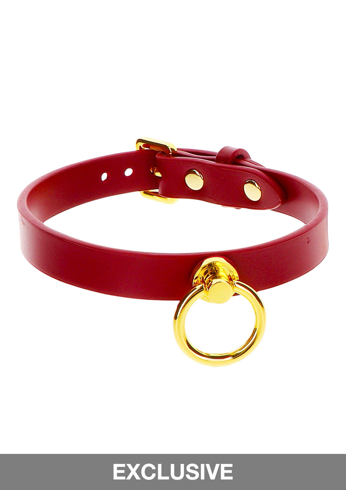 Taboom Bondage in Luxury O-Ring Collar RED - 0