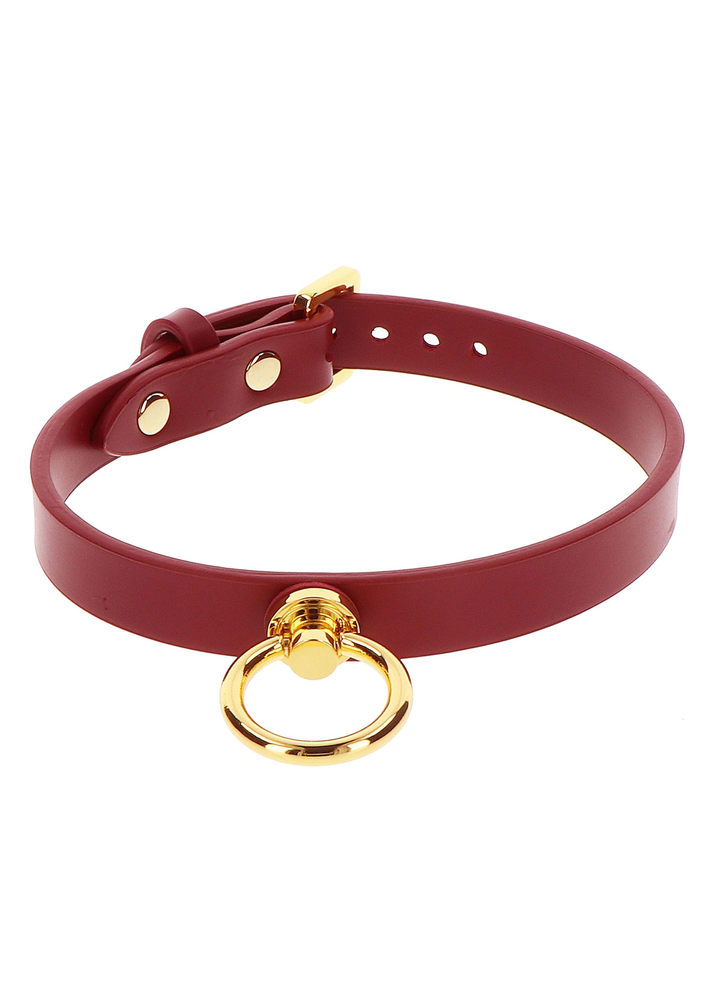 Taboom Bondage in Luxury O-Ring Collar RED - 1
