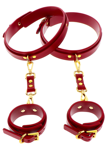 Taboom Bondage in Luxury Wrist To Thigh Cuff Set RED - 0
