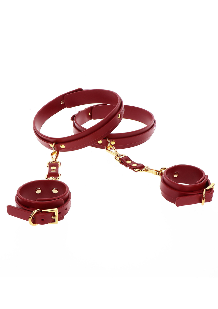 Taboom Bondage in Luxury Wrist To Thigh Cuff Set RED - 2