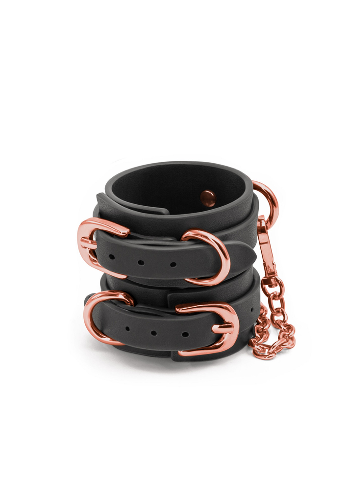 NS Novelties Bondage Couture Wrist Cuffs BLACK - 1