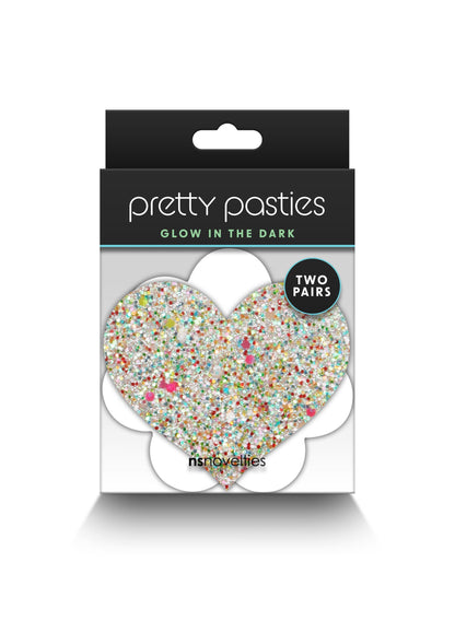 NS Novelties Pretty Pasties Heart & Flower Glow 2 Pair MULTICOLOR - 1