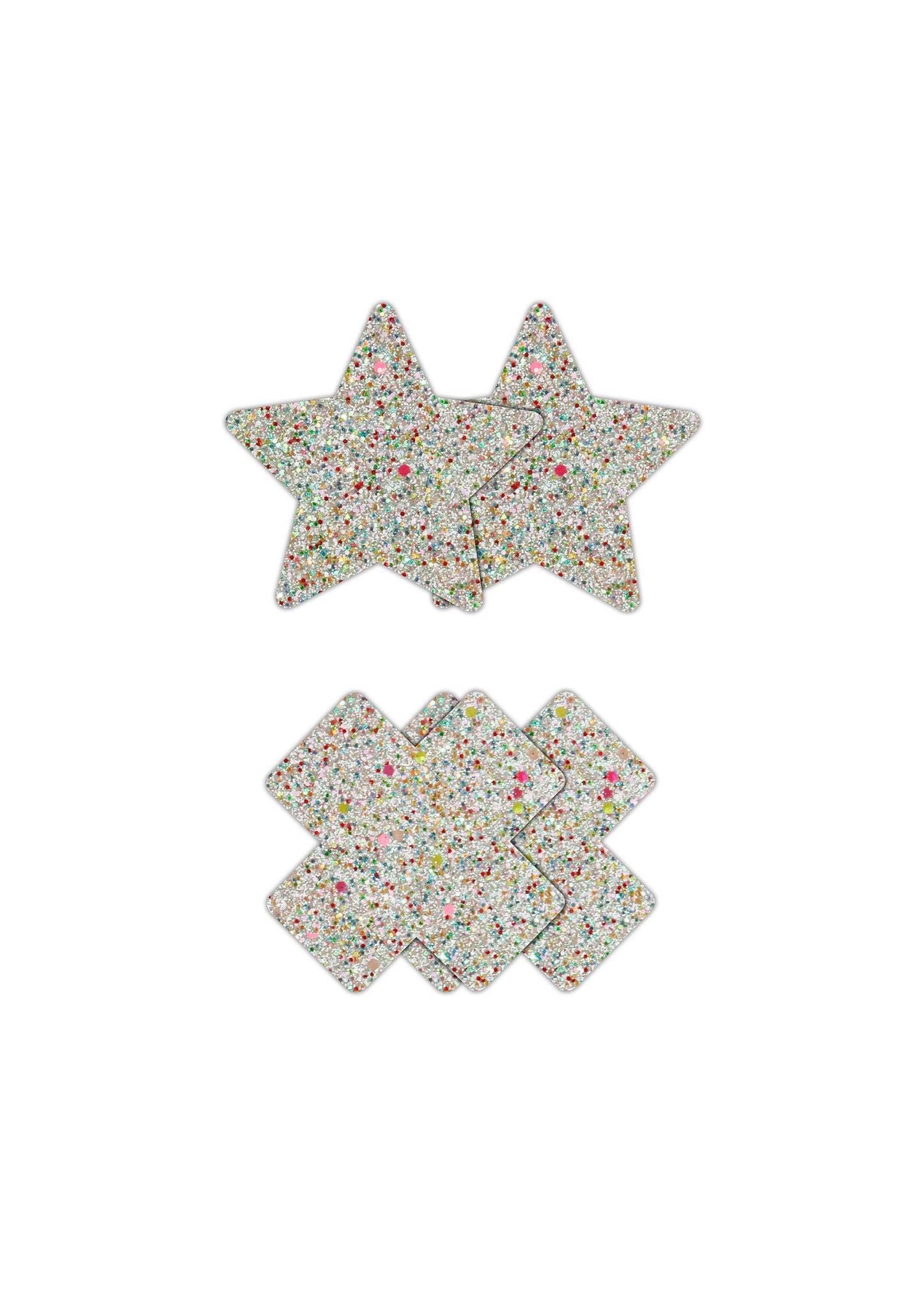 NS Novelties Pretty Pasties Star & Cross Glow 2 Pair MULTICOLOR - 2