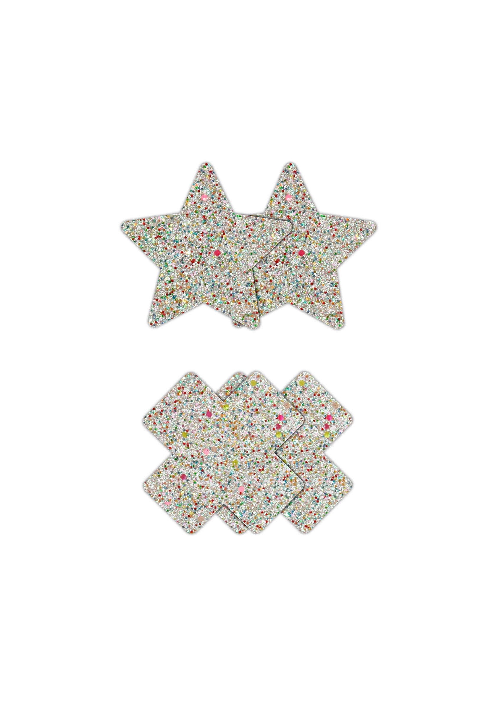 NS Novelties Pretty Pasties Star & Cross Glow 2 Pair MULTICOLOR - 2
