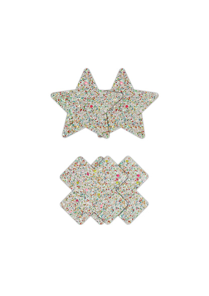 NS Novelties Pretty Pasties Star & Cross Glow 2 Pair MULTICOLOR - 2