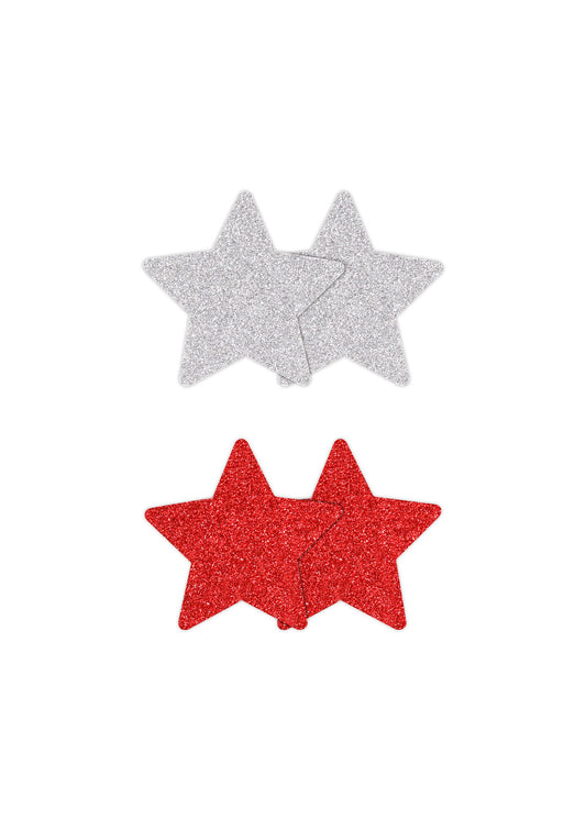 NS Novelties Pretty Pasties Glitter Stars Black/Gold 2 Pair - Rot