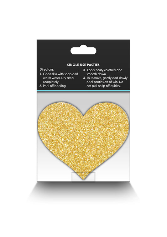 NS Novelties Pretty Pasties Glitter Hearts Black/Gold 2 Pair - Schwarz