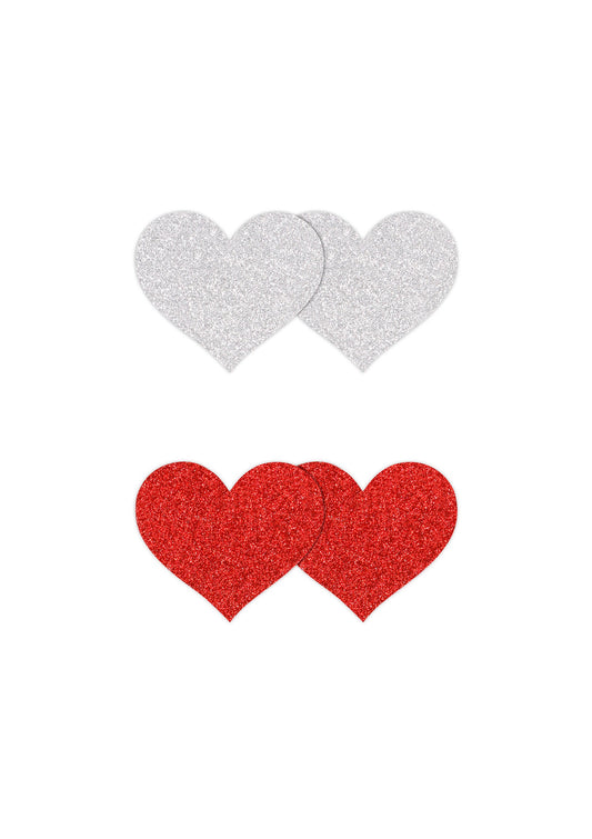 NS Novelties Pretty Pasties Glitter Hearts Black/Gold 2 Pair - Rot