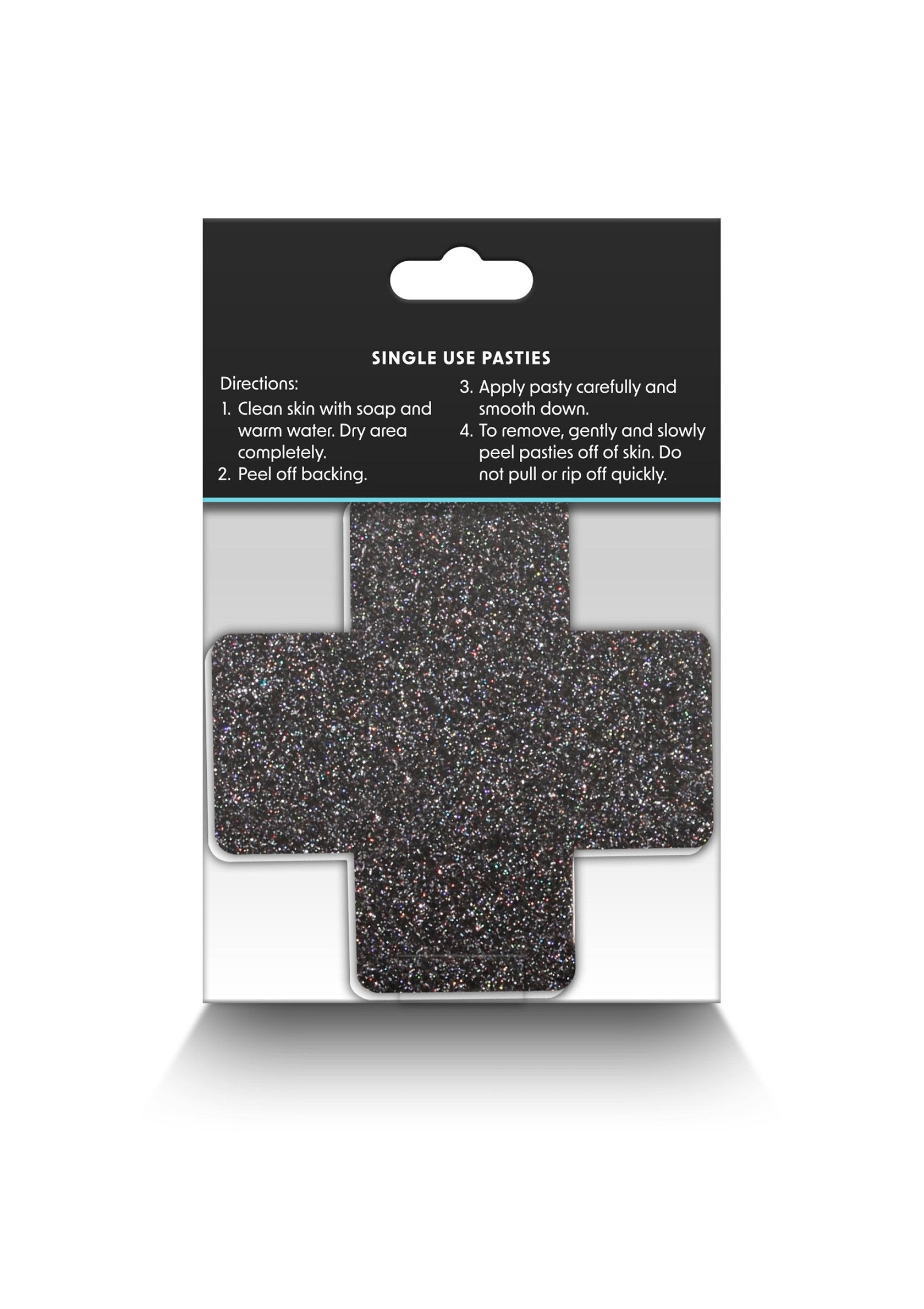 NS Novelties Pretty Pasties Glitter Cross Black/Gold 2 Pair BLACK - 0