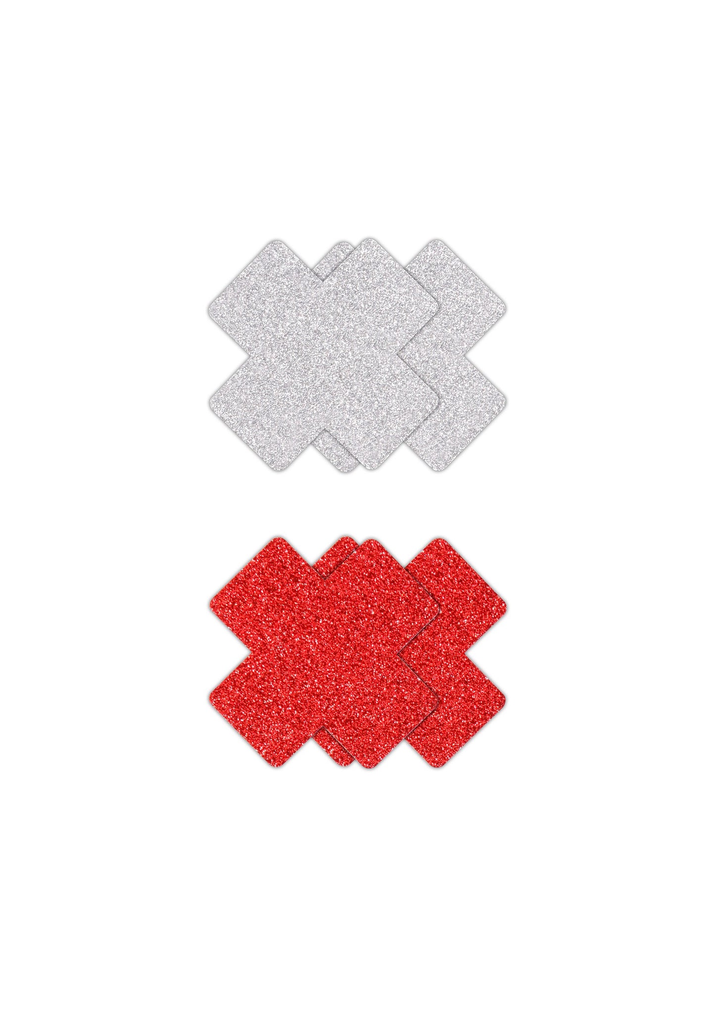 NS Novelties Pretty Pasties Glitter Cross Black/Gold 2 Pair RED - 0