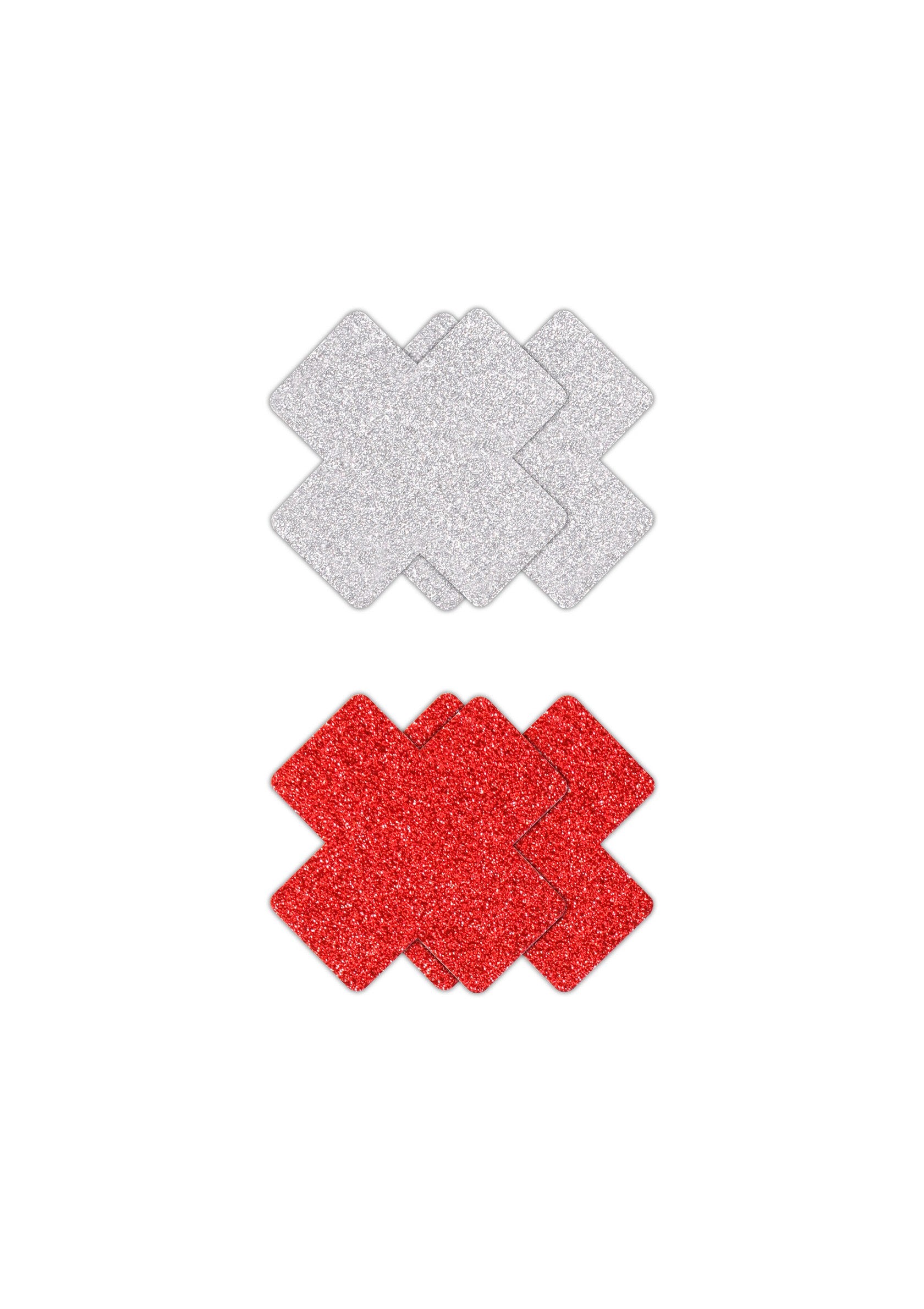 NS Novelties Pretty Pasties Glitter Cross Black/Gold 2 Pair RED - 0