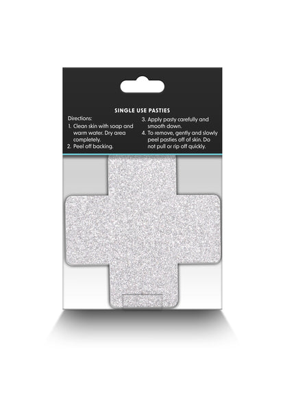 NS Novelties Pretty Pasties Glitter Cross Black/Gold 2 Pair RED - 2