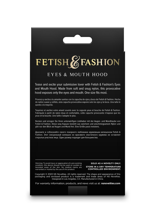 NS Novelties Fetish & Fashion Eyes & Mouth Hood - Schwarz