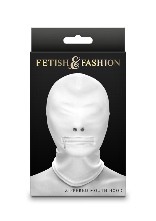 NS Novelties Fetish & Fashion Zippered Mouth Hood - Weiß