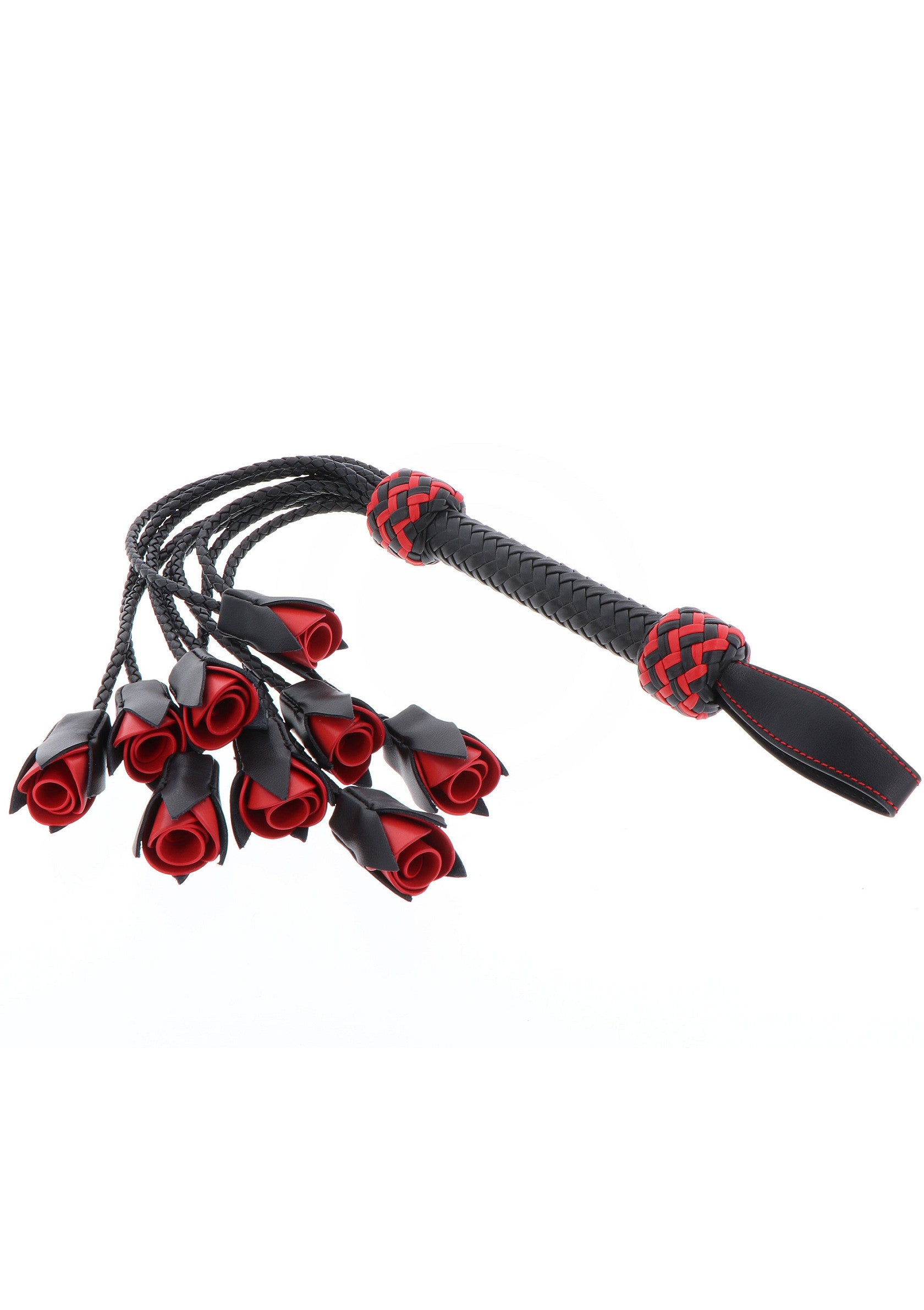 Hidden Desire Masters Real Leather Roses Whip BLACK - 3
