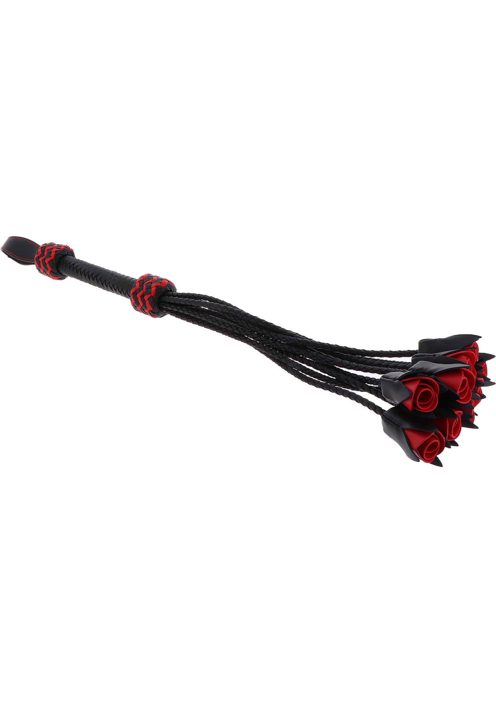 Hidden Desire Masters Real Leather Roses Whip BLACK - 5