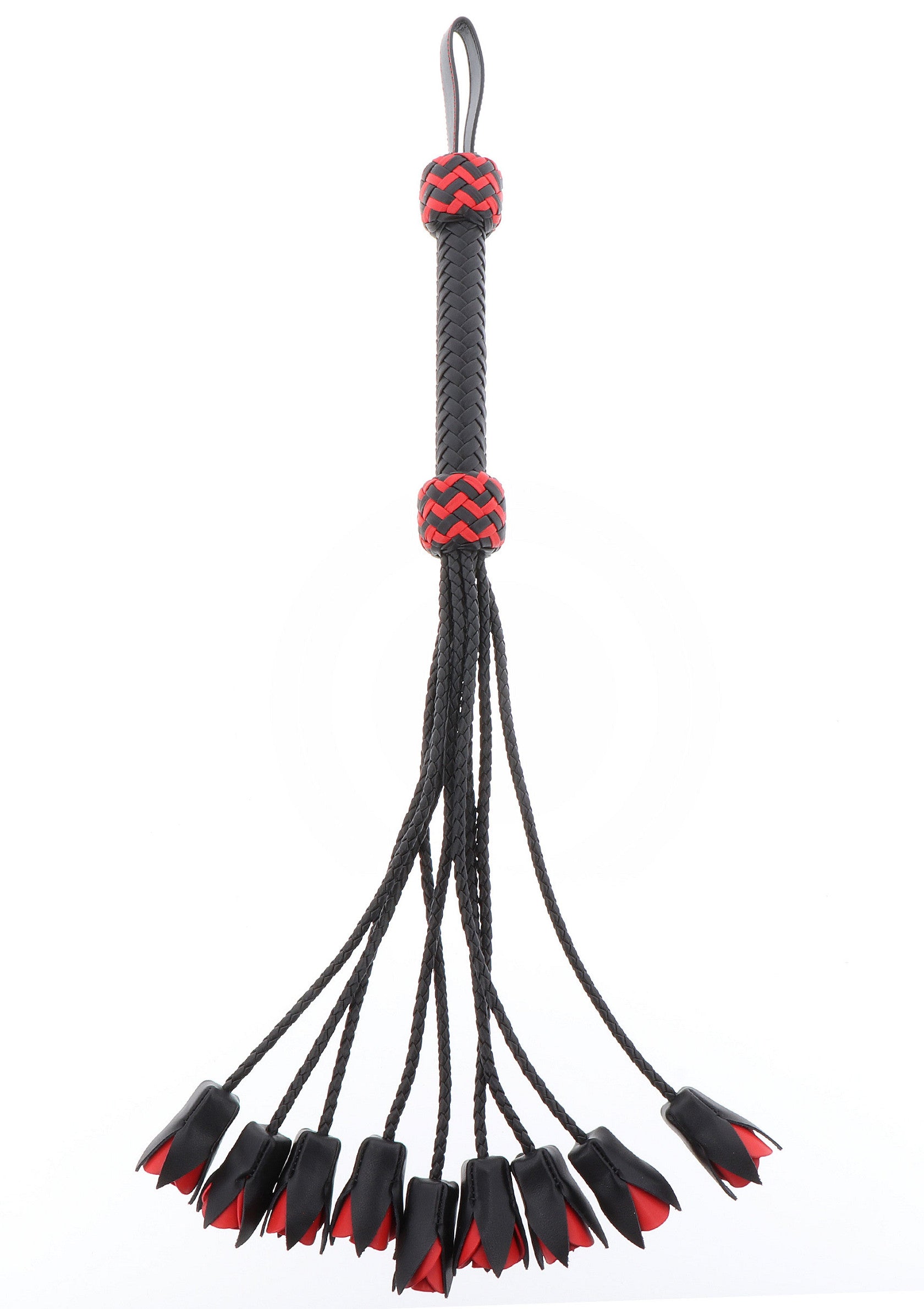 Hidden Desire Masters Real Leather Roses Whip BLACK - 2