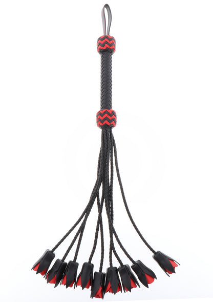 Hidden Desire Masters Real Leather Roses Whip BLACK - 2