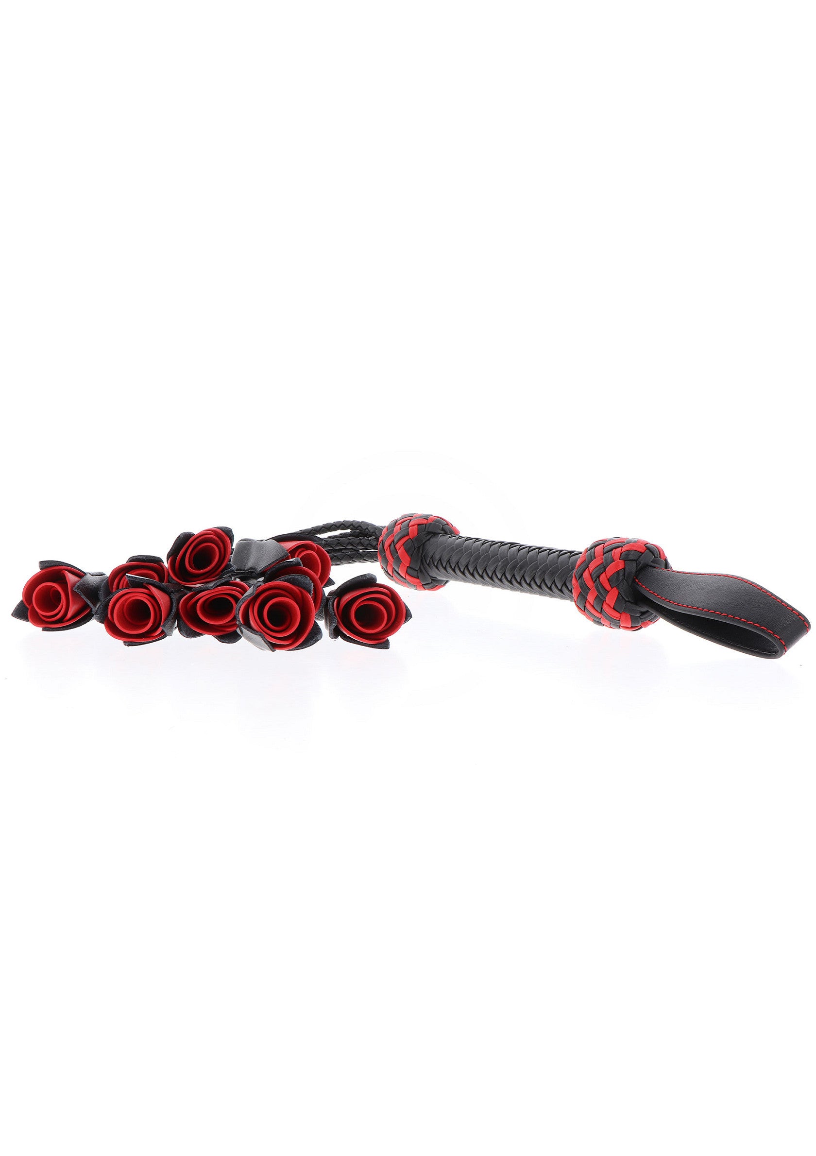 Hidden Desire Masters Real Leather Roses Whip BLACK - 1