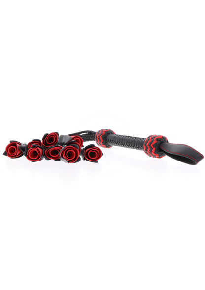 Hidden Desire Masters Real Leather Roses Whip BLACK - 1