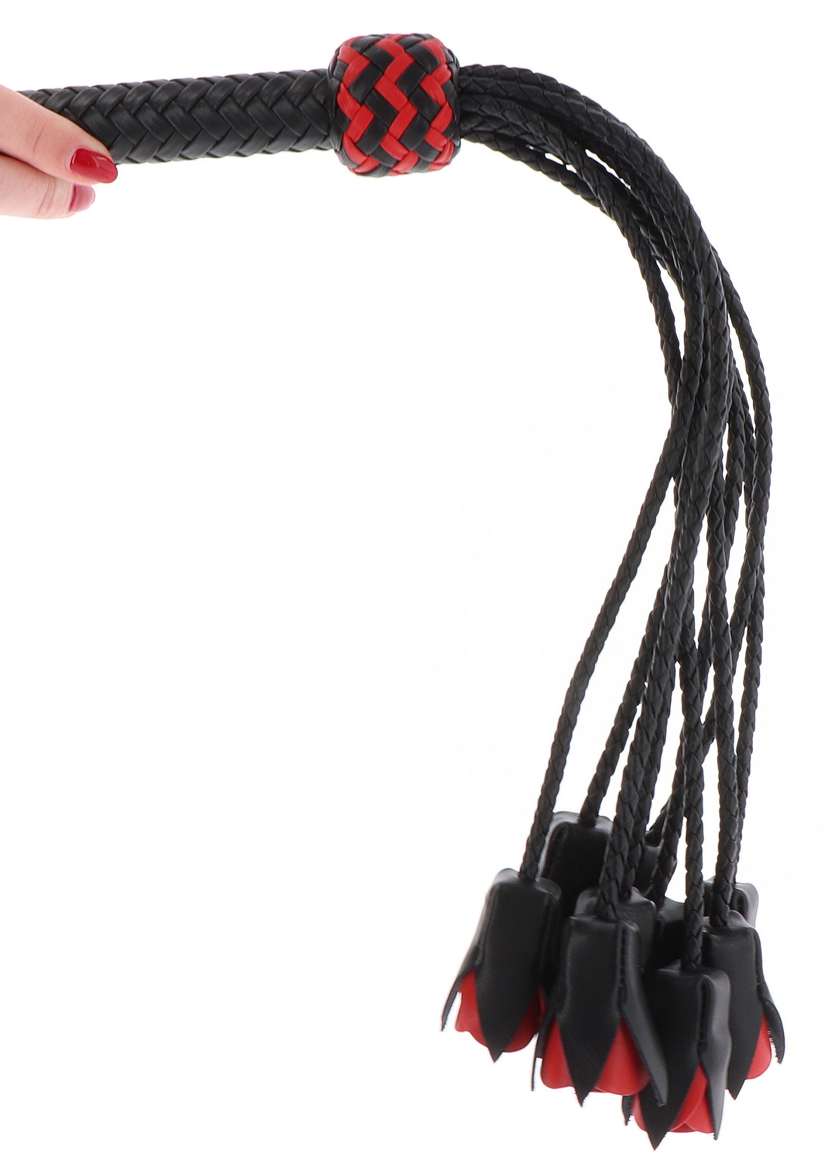 Hidden Desire Masters Real Leather Roses Whip BLACK - 4