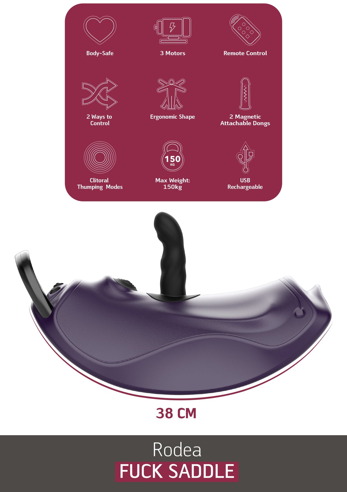 Rodea Fuck Seat including 2 Attachments PURPLE - 4