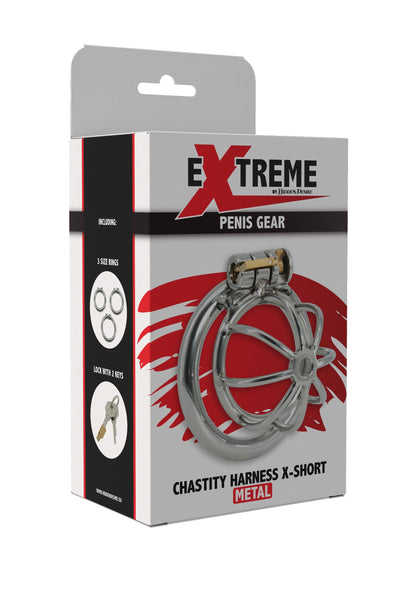 Chestity Cock Harness X-Short SILVER - 2