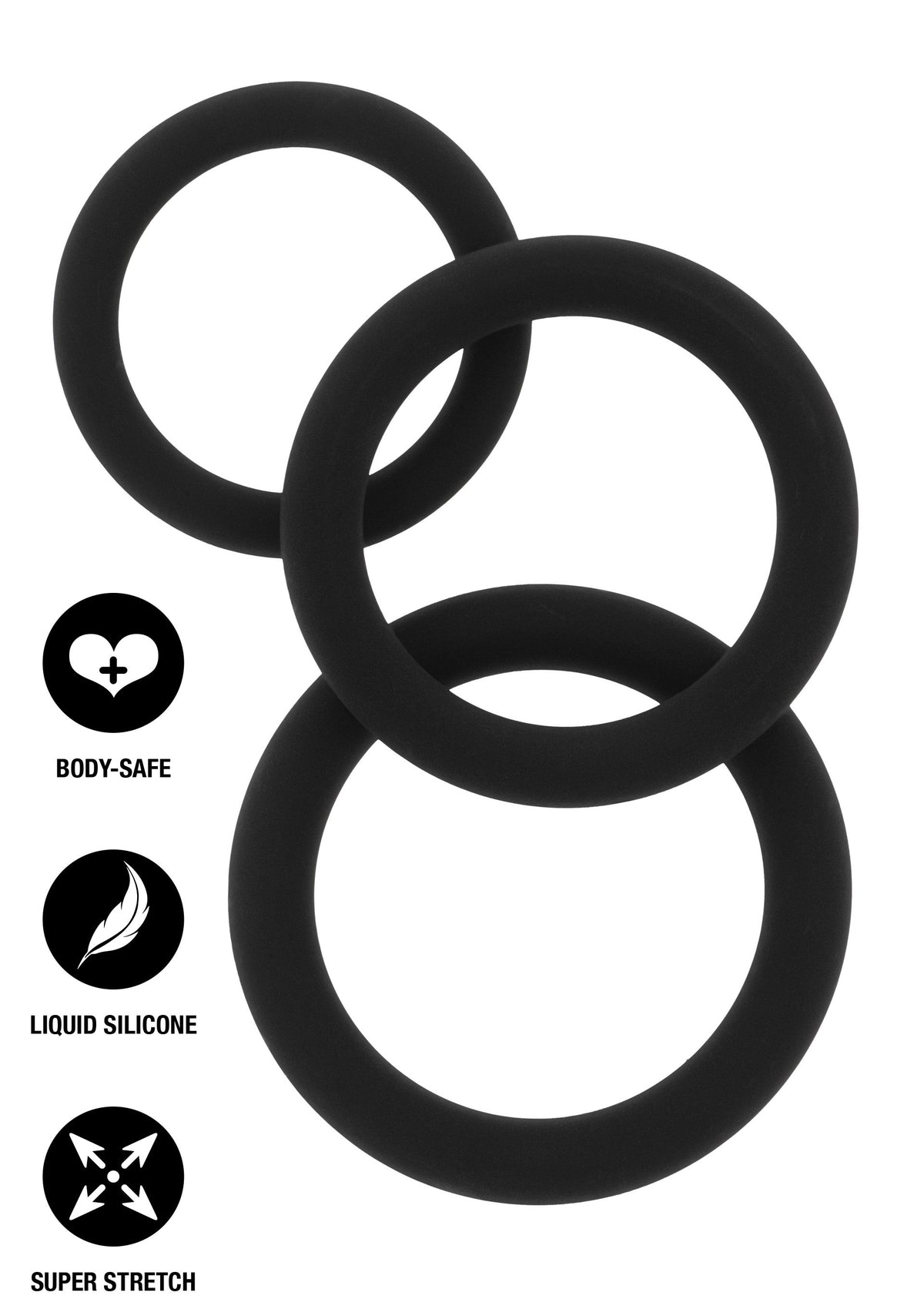Stamina Starter C-Rings 3 Pcs Set BLACK - 5