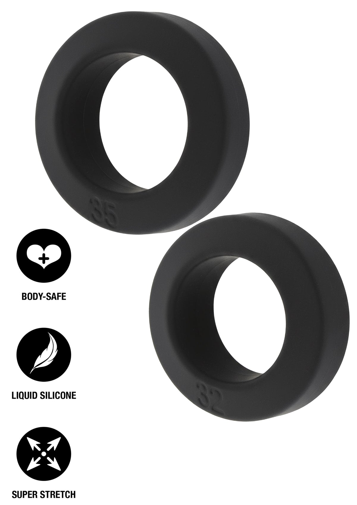 Double Stackers C-Rings 2 Pcs Set L BLACK L - 4