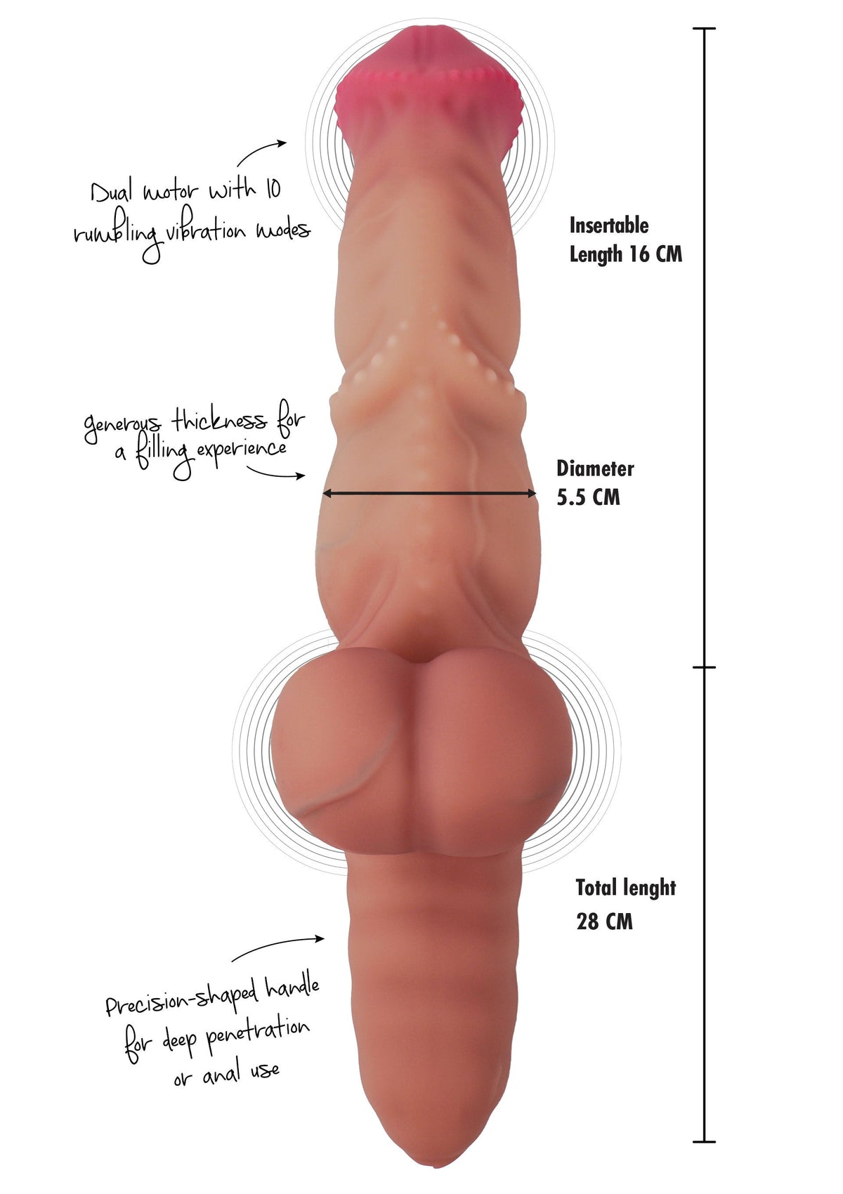 Mutant Rumbler Vibrating Dildo Liquid Silicone SKIN - 4
