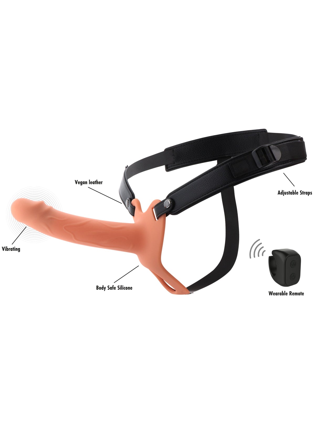 Hollow Penis Strapon Vibrating 18cm SKIN - 7