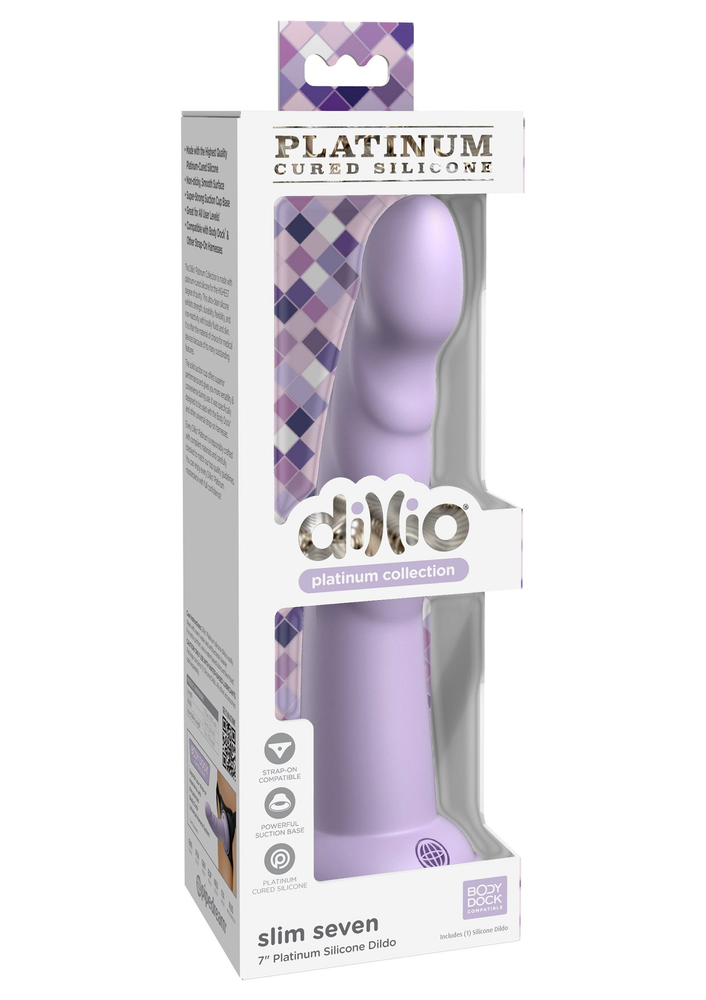 Pipedream Dillio Platinum Slim Seven 7' PURPLE - 0