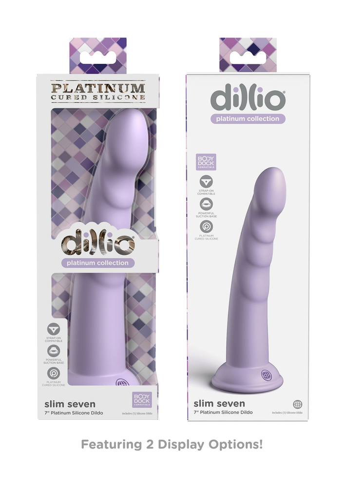 Pipedream Dillio Platinum Slim Seven 7' PURPLE - 2