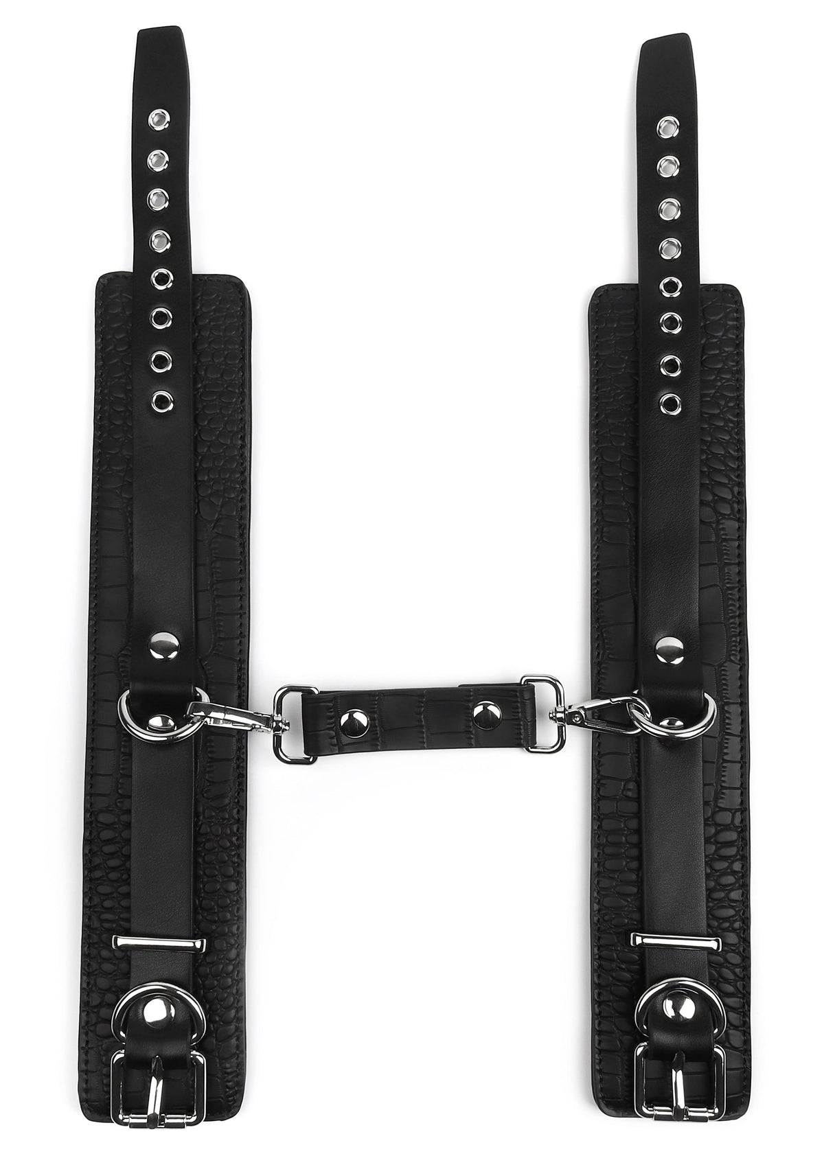 Croc-Embossed Ankle Cuffs BLACK - 2