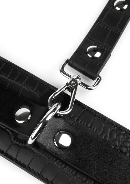 Croc-Embossed Ankle Cuffs BLACK - 4