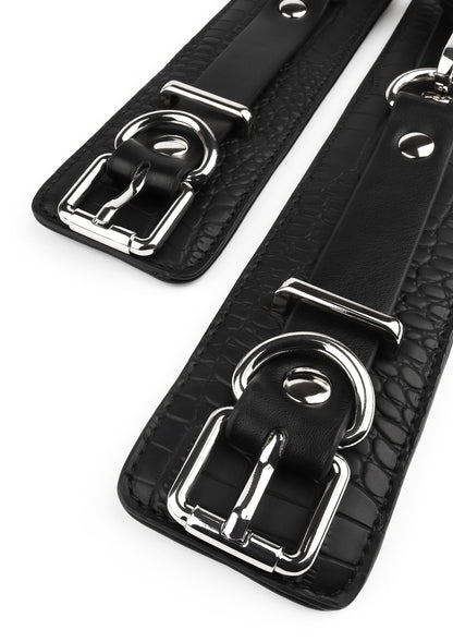 Croc-Embossed Ankle Cuffs BLACK - 5