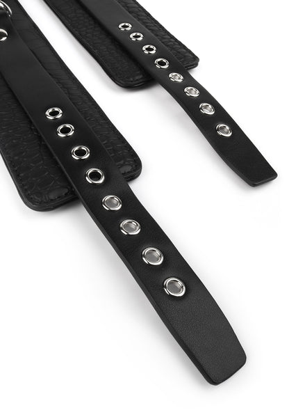 Croc-Embossed Ankle Cuffs BLACK - 6