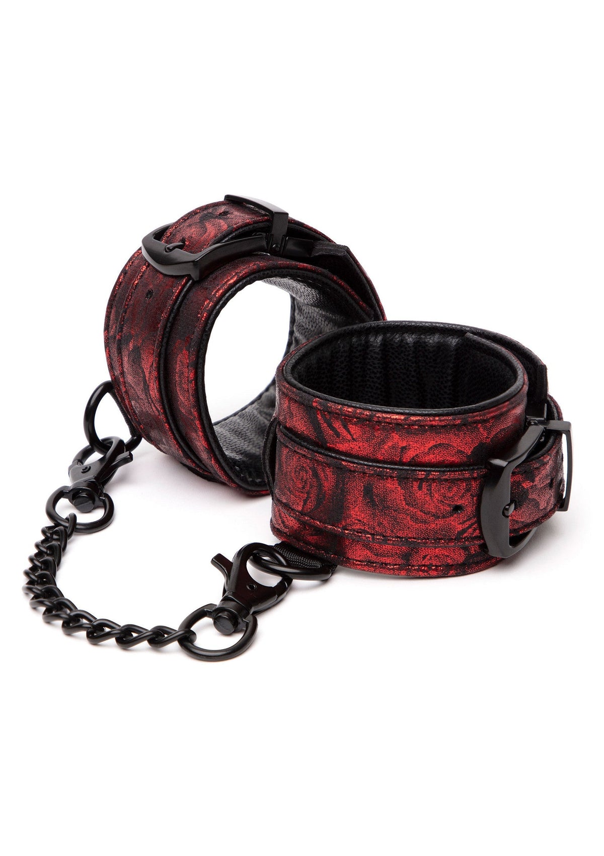 Reverse PU Leather Wrist Cuffs RED - 0