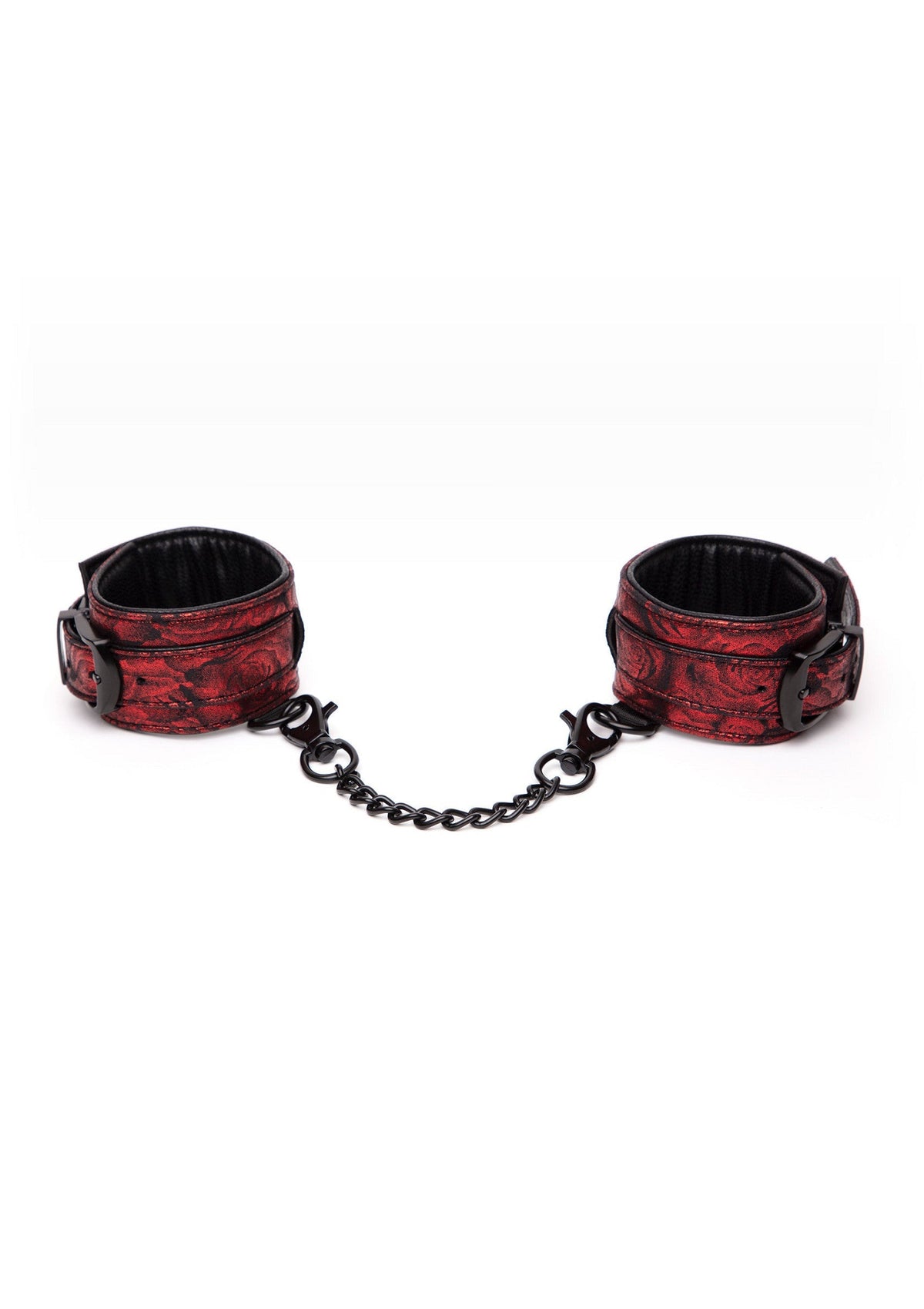 Reverse PU Leather Wrist Cuffs RED - 4