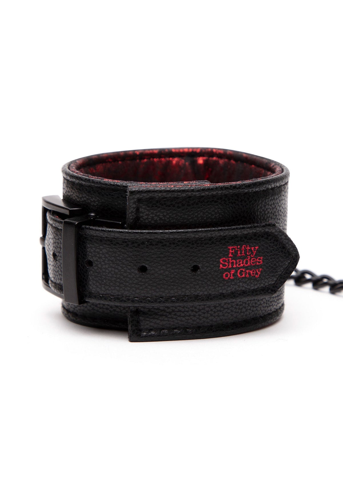 Reverse PU Leather Wrist Cuffs RED - 5
