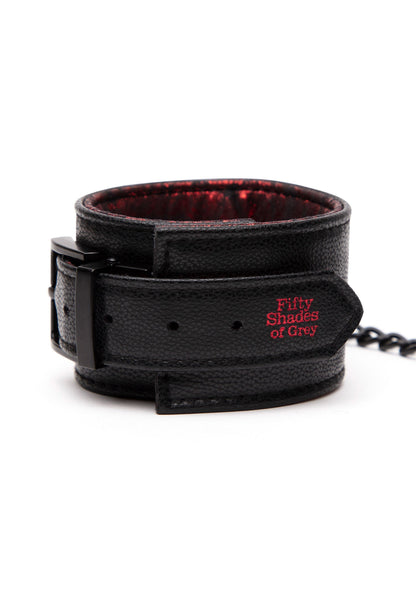 Reverse PU Leather Wrist Cuffs RED - 5