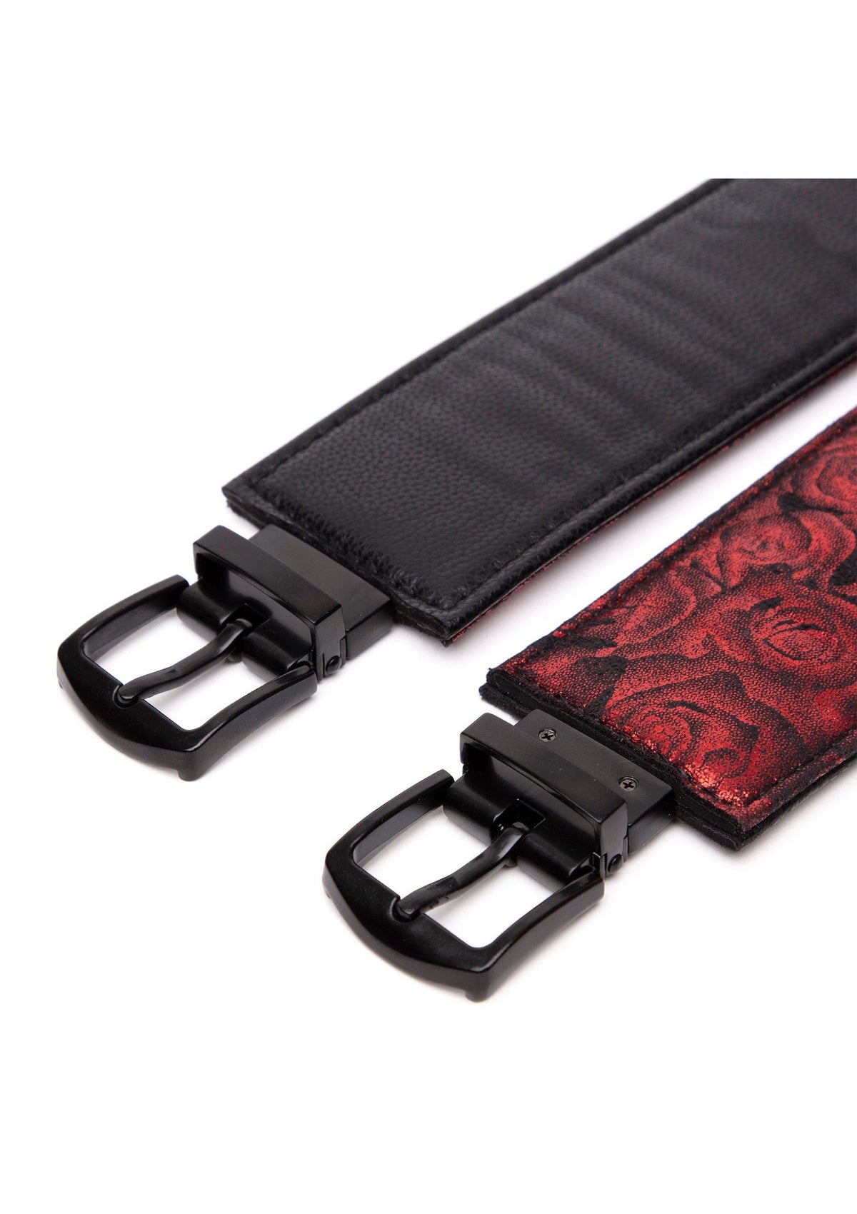 Reverse PU Leather Wrist Cuffs RED - 6