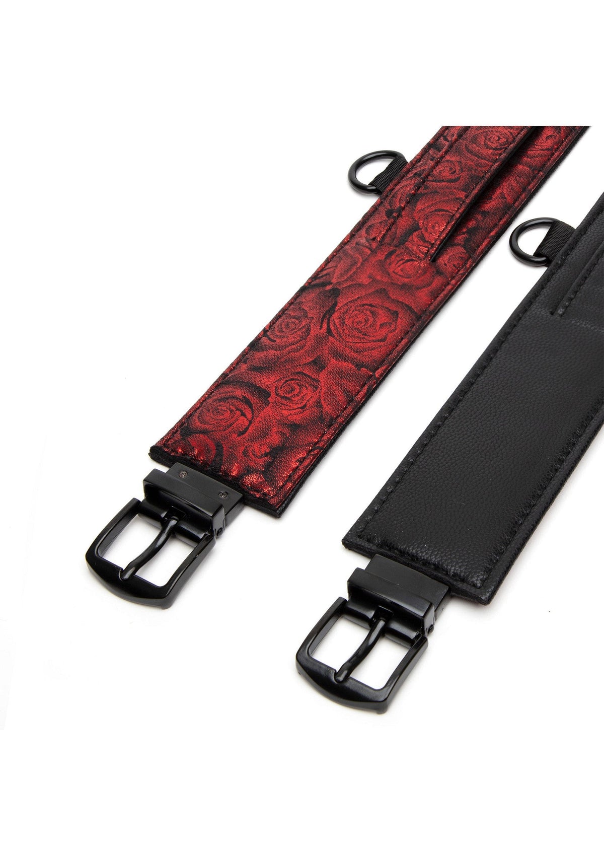 Reverse PU Leather Ankle Cuffs RED - 1