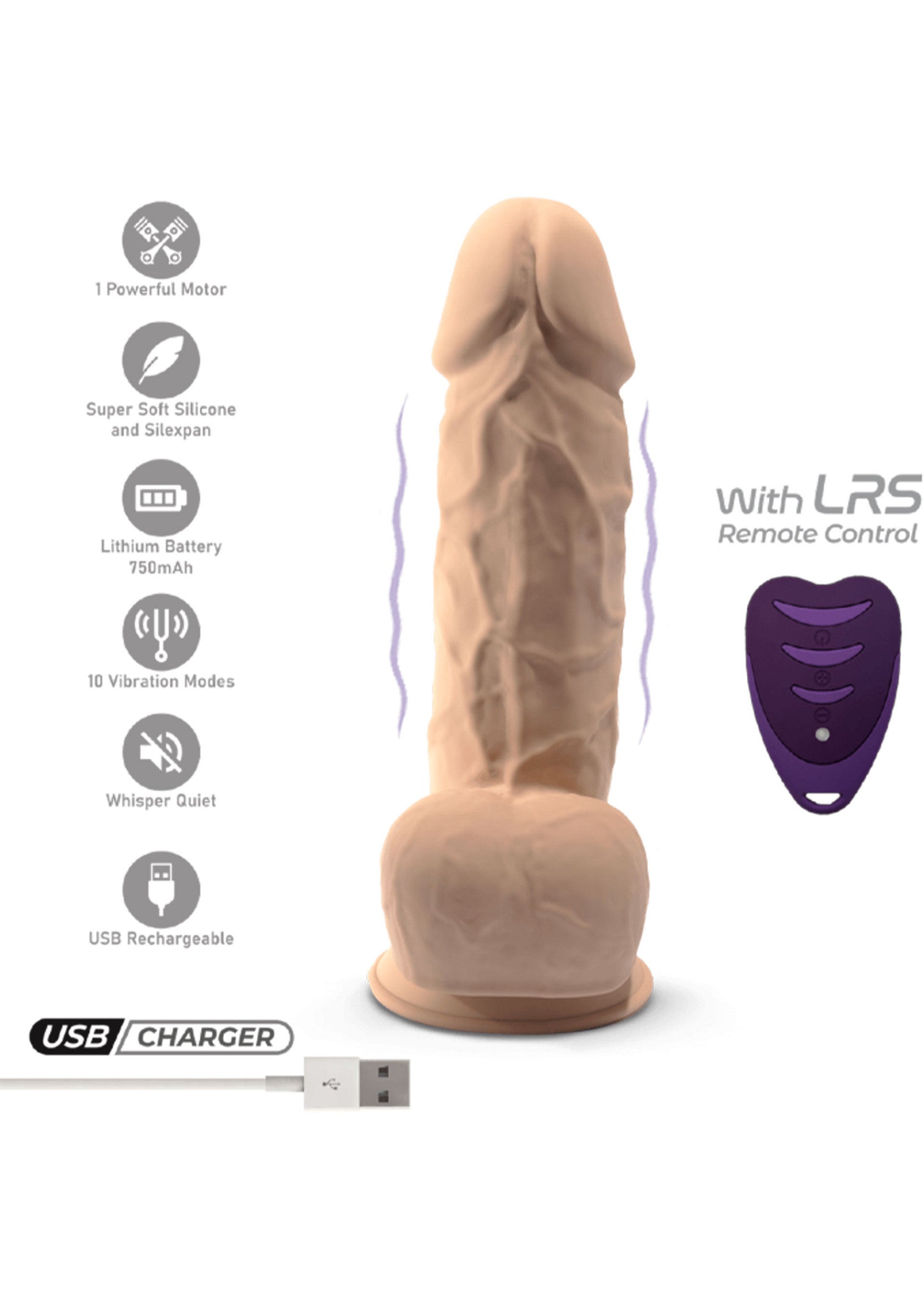 Silex-D Dildo Vibrating Model 8.5 Inch SKIN - 1