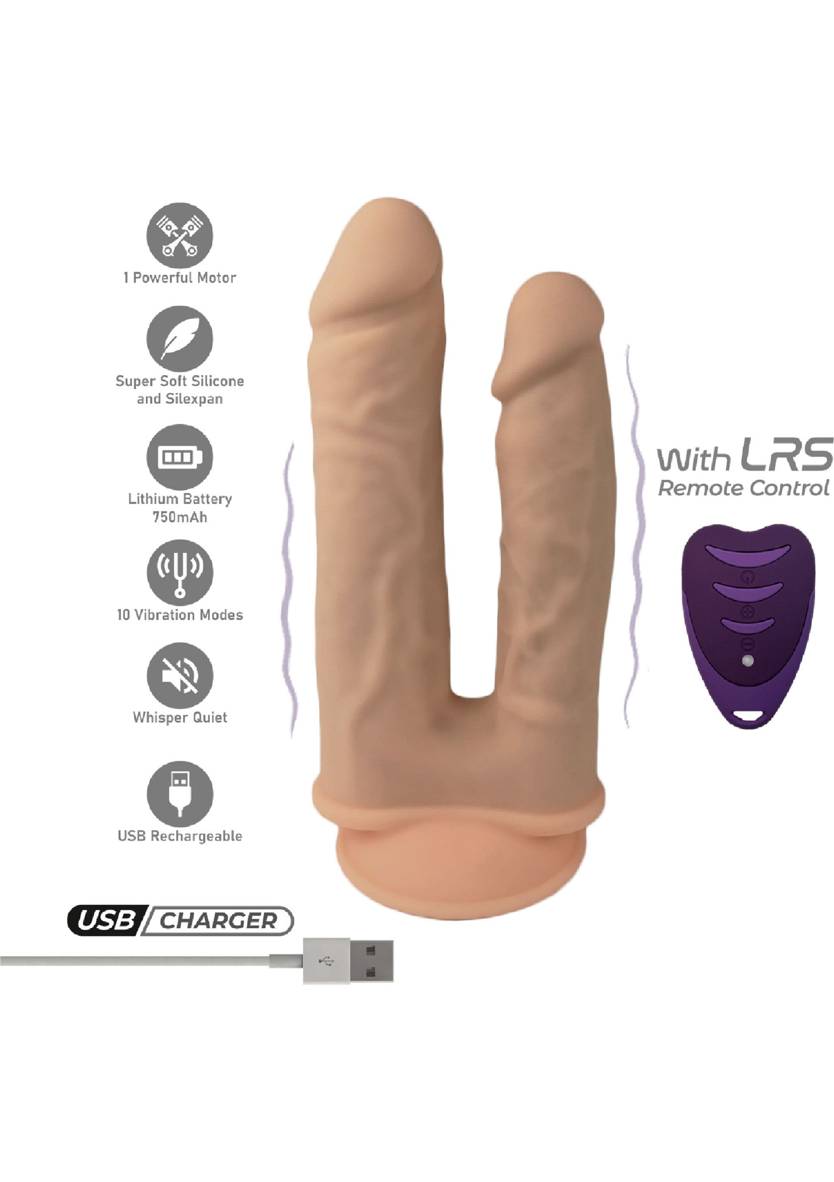 Silex-D Duo Dildo Vibrating 7+8 Inch SKIN - 0