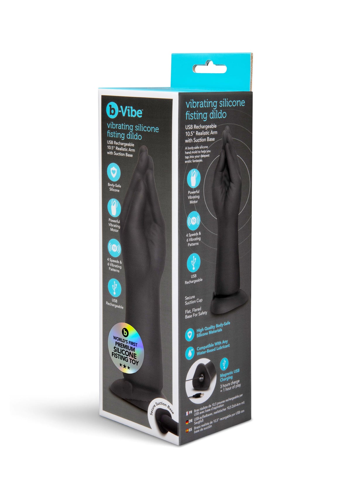 Vibrating Silicone Fisting Dildo BLACK - 1