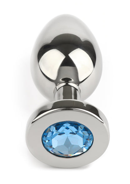 Mr. Steel Jewled Butt Plug Medium AQUA - 5