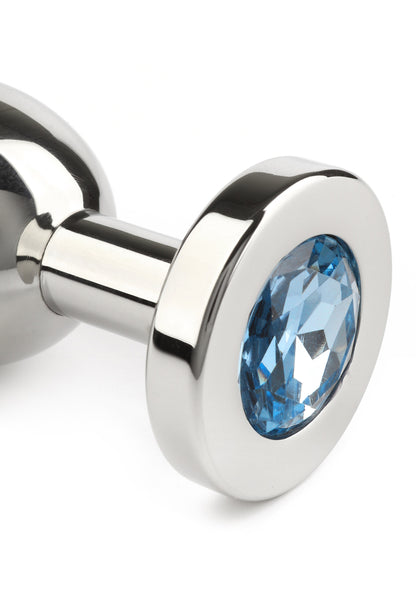 Mr. Steel Jewled Butt Plug Medium AQUA - 4