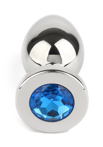 Mr. Steel Jewled Butt Plug Medium BLUE - 3