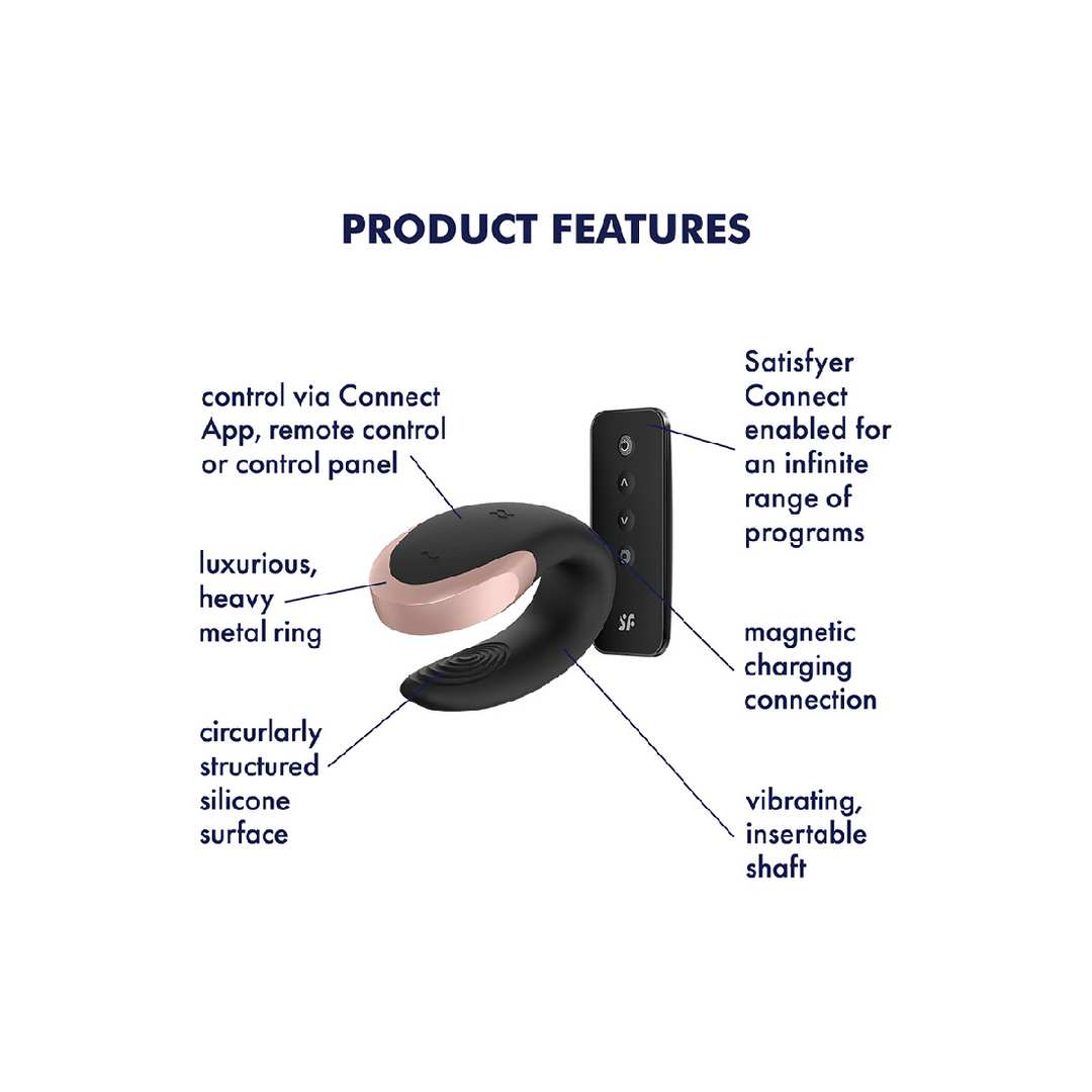 Double Love - Luxe Partner Vibrator - Zwart Schwarz - 0